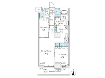 フロンティアレジデンス錦糸公園(2LDK/5階)の間取り写真