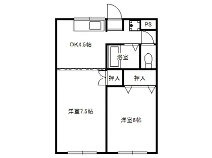 奥野コーポ(1LDK/2階)の間取り写真