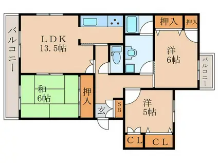 FAMILIA桂(3LDK/2階)の間取り写真