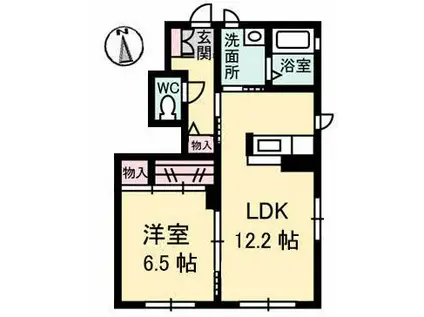 エバーグリーンI(1LDK/1階)の間取り写真