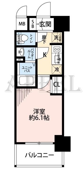 プレサンス天神橋筋六丁目ヴォワール(1K/8階)の間取り写真