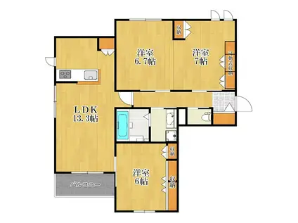 ラムール・ド・センケイ(3LDK/3階)の間取り写真