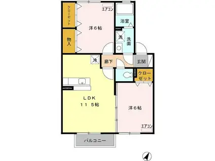 オンブラージュ(2LDK/2階)の間取り写真