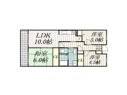 アンリベールⅡ(3LDK/4階)の間取り写真