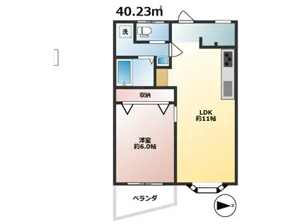 コーポ並木(1LDK/3階)の間取り写真