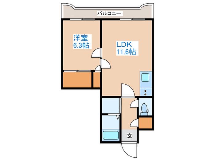 ティアラ手稲本町(1LDK/11階)の間取り写真