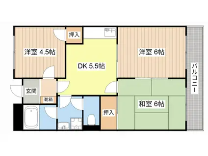 TWINAVENUEA棟(3DK/2階)の間取り写真