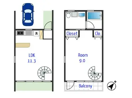 タント モンタ(1LDK/1階)の間取り写真