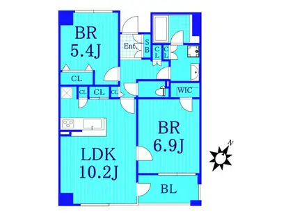 カッシア横濱ガーデン山(2LDK/3階)の間取り写真