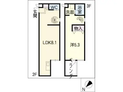 グランドステージ幅下(1LDK/3階)の間取り写真