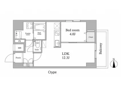 スカイグランデ新御徒町(1LDK/5階)の間取り写真
