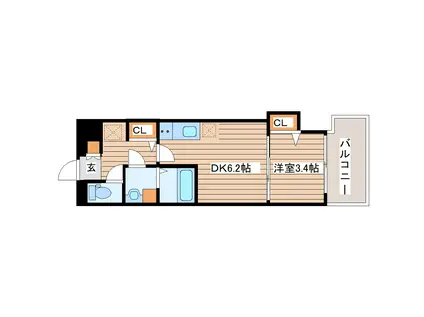 クラウド土樋(1DK/1階)の間取り写真