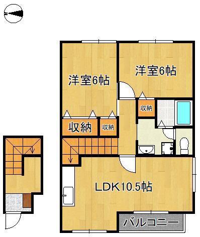 アーバンコート21 B棟(2LDK/2階)の間取り写真