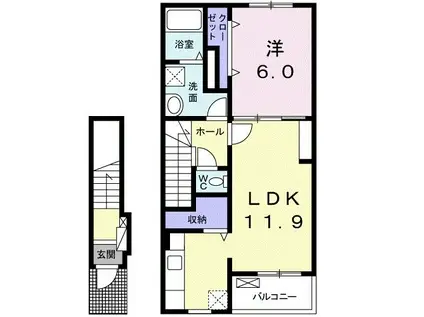 ロベルタII(1LDK/2階)の間取り写真