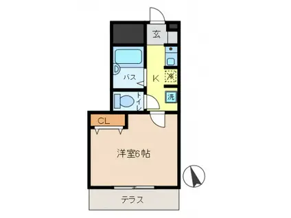 パティオ(1K/1階)の間取り写真