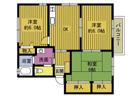 ディアス松原D(3DK/2階)の間取り写真