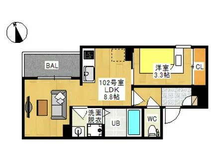 REGALEST十日市II(1LDK/3階)の間取り写真