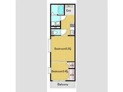 ルピナス成田町(1K/2階)の間取り写真