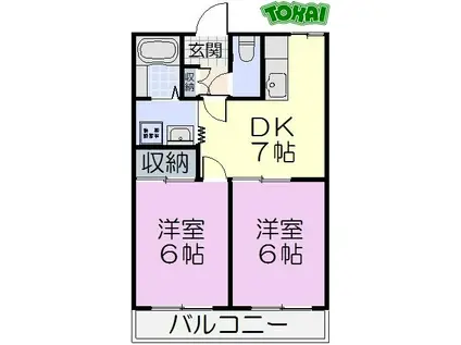 プレシャスIII(2DK/2階)の間取り写真