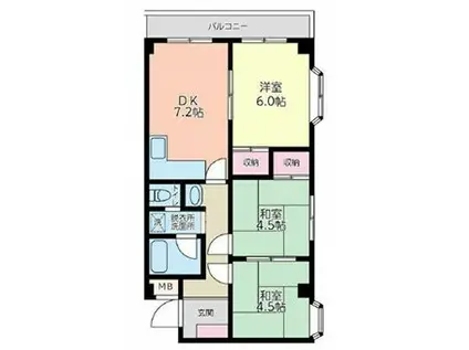 リバーサイド湘南(2DK/3階)の間取り写真