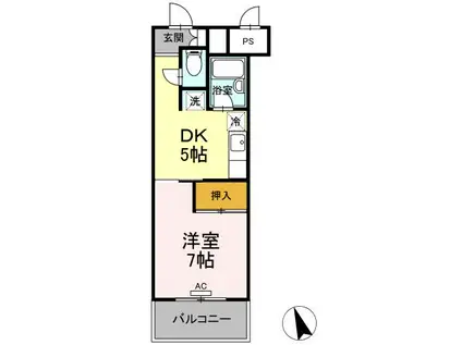 サンラフォーレ花北(1DK/2階)の間取り写真