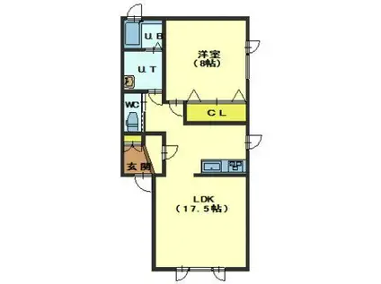 セピア七重浜III A(1LDK/2階)の間取り写真