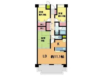 NTPRレジデンス甲子園四番町(3LDK/2階)の間取り写真