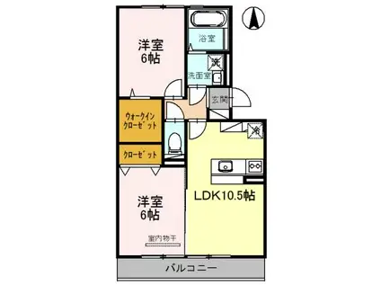 グレース中谷B(2LDK/3階)の間取り写真