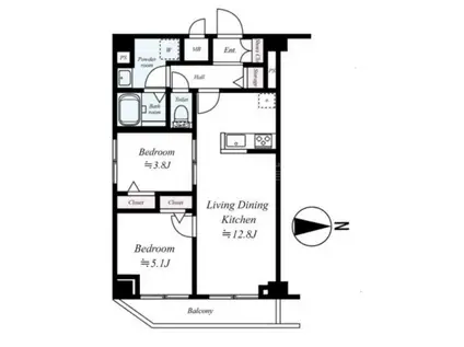 クレストタップ羽田(2LDK/6階)の間取り写真