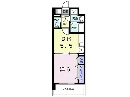 ウールー・ヴィラージュ(1DK/2階)の間取り写真