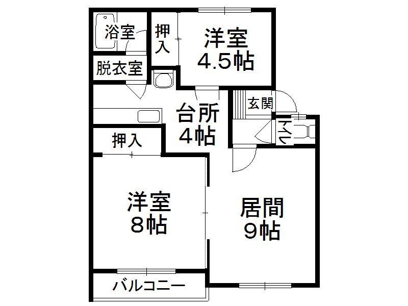 メゾンドールウエスト(2DK/2階)の間取り写真
