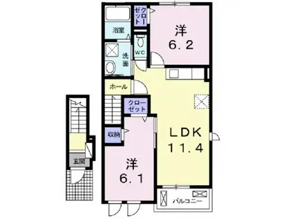 シードル(2LDK/2階)の間取り写真