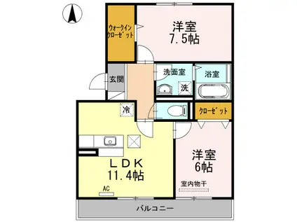 RUPOSEIII(2LDK/1階)の間取り写真