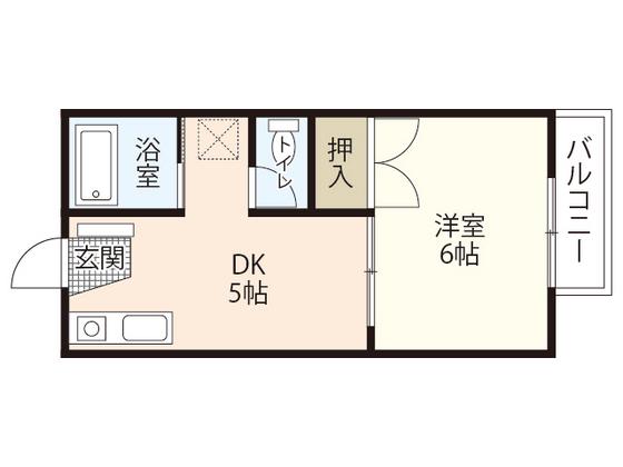 セジュール本町(1DK/2階)の間取り写真