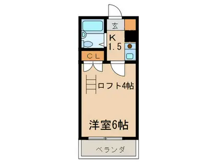 CASA生駒(1K/2階)の間取り写真