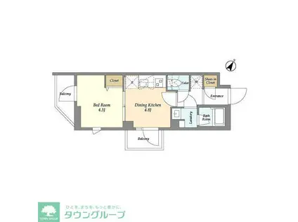 ドゥーエ曳舟II(1DK/3階)の間取り写真