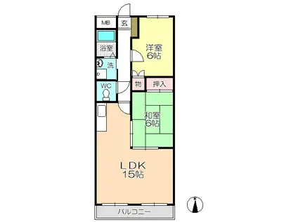 ケイズコート1(2LDK/4階)の間取り写真