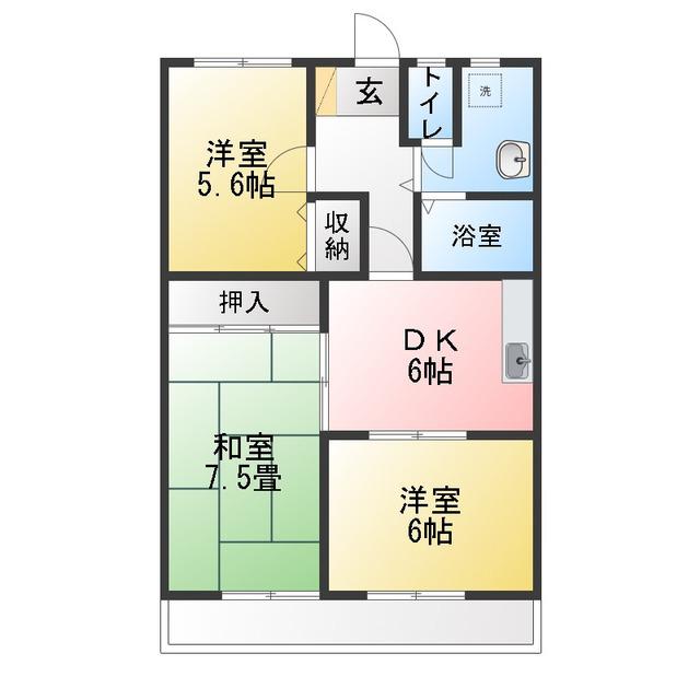 HIトピア藤枝II(3DK/2階)の間取り写真