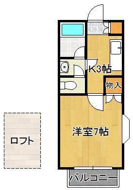 希望ヶ丘ハイツ(1K/1階)の間取り写真