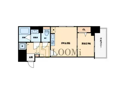 ライフフィールドなにわ本町RUELLE(1DK/11階)の間取り写真