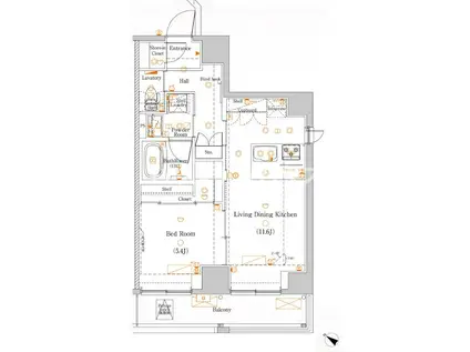 DIPS十条仲原ウエスト(1LDK/2階)の間取り写真