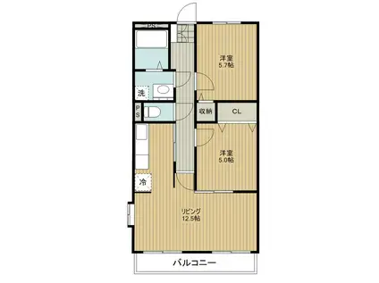 ロークプリエ(2LDK/3階)の間取り写真