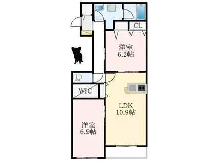 サントル和泉II(2LDK/1階)の間取り写真