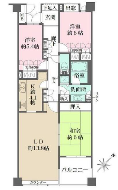 パークハウス白山御殿町(3LDK/2階)の間取り写真