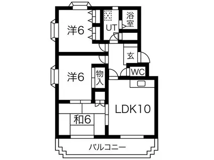 サンハイツ如意申(3LDK/2階)の間取り写真