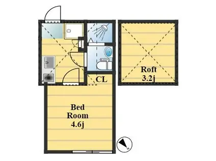 茶花ハイツ(1K/2階)の間取り写真