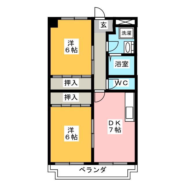 ニューマリッチTD.I(2DK/3階)の間取り写真