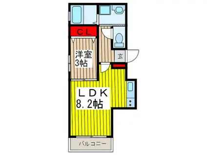 ドリームアライ2号館(1LDK/1階)の間取り写真