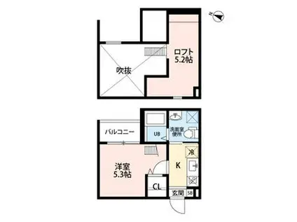 E.S.プレミア(1K/1階)の間取り写真