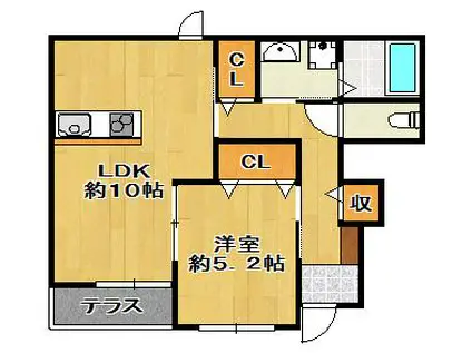 たけのこハイム(1LDK/1階)の間取り写真